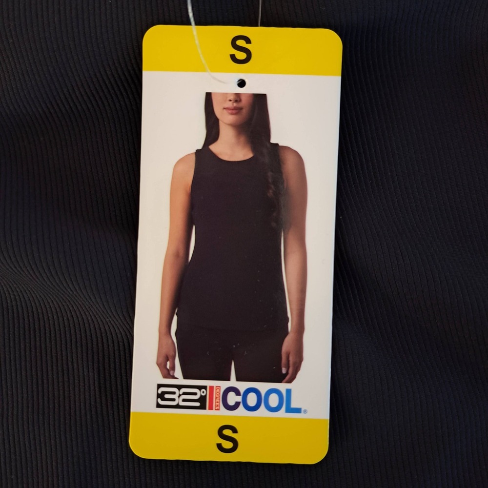 32 Degrees Cool Tank Top‎ Womens S Black NWT Ribbed Scoop Neck 810-191